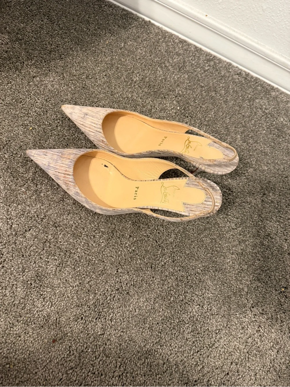 christian louboutin clare naturalle sling backs - Picture 9 of 16